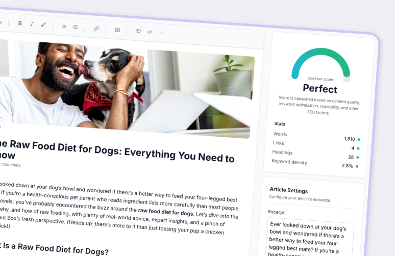Article generation interface