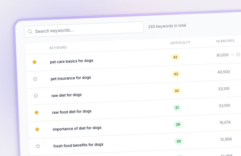 Keyword search interface